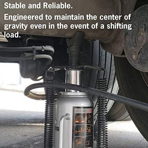 Gaither Moore-Safe Pneumatic Air Hydraulic Bottle Jack with Interchangeable Adaptor Heads - 20 Ton Lifting Capacity