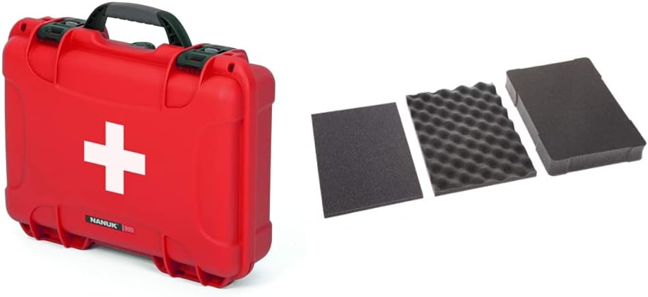 Nanuk 905 Waterproof First Aid Prepper Survival Gear Dust and Impact Resistant Case - Empty - Red, 905-FSA9 Pack of 2