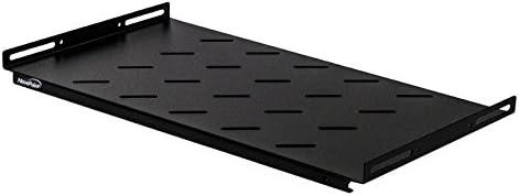 NavePoint 1U 19-Inch Fixed IT Network Cabinet Shelf for 450mm Depth Cabinet Enclosure Vented Black Pack of 2