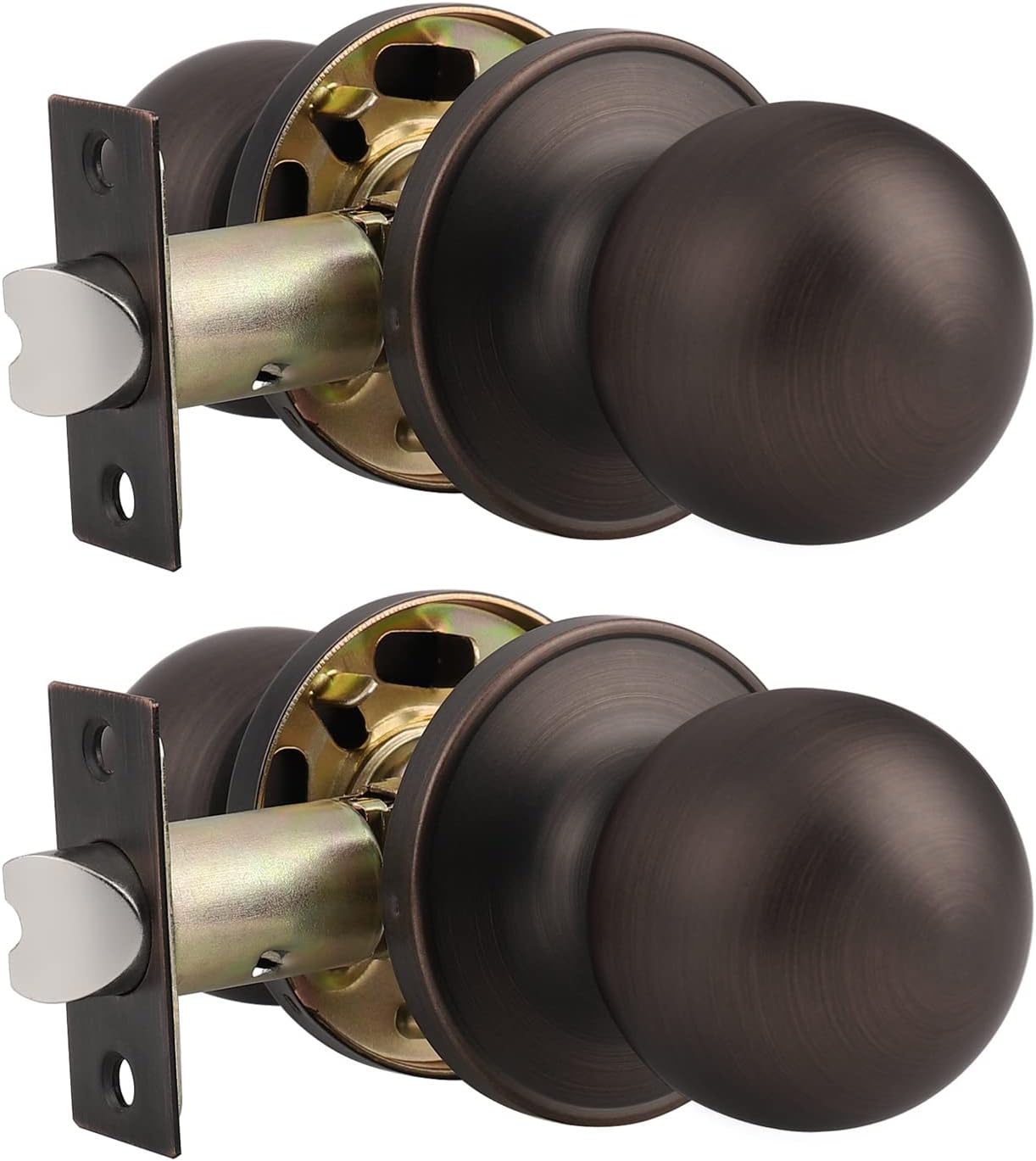Probrico Ball Privacy Door Knobs Bed and Bath Keyless Handles Locksets, Oil Rubbed Bronze Finish, 6 Pack Pack of 2