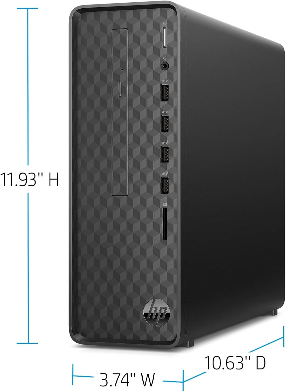 HP Slim Desktop, AMD Athlon Gold 3150U, 8GB RAM, 256 GB SSD, Windows 11 (S01-aF0020, Black)