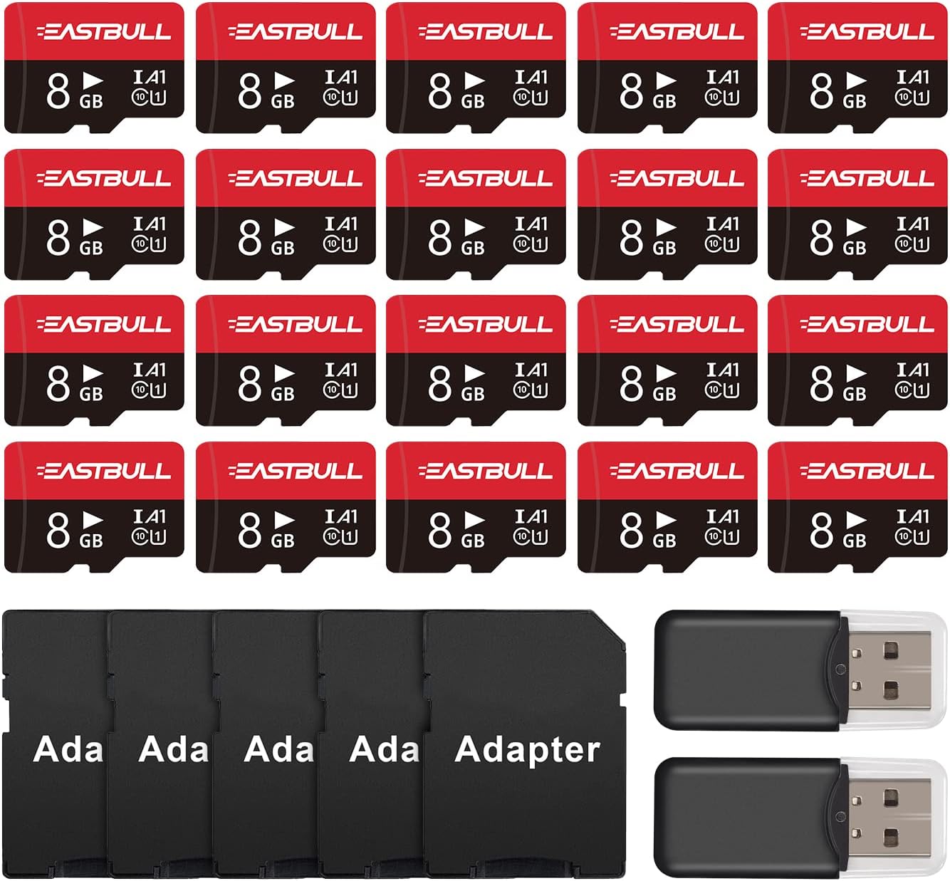 8GB Micro SD Cards 50 Pack, EASTBULL Memory SD Cards 8GB Full HD Video 90MB/s UHS-I U1 Micro SDHC Class 10 for Surveillance Action Camera (50 Units)