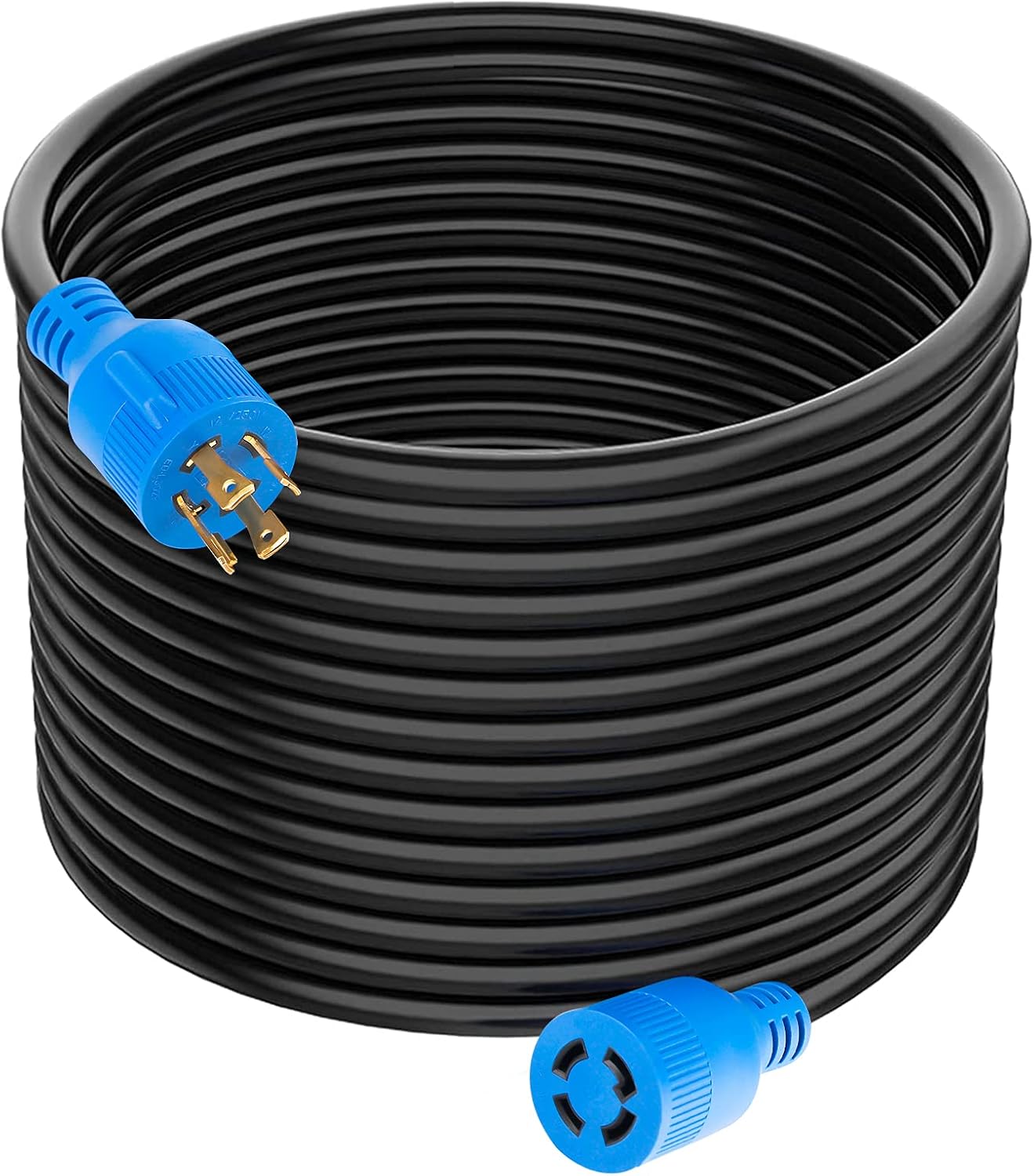 VOGREX 4 Prong 30 Amp 100 Feet Generator Extension Cord, NEMA L14-30P/L14-30R, 125/250V Up to 7500W 10 Gauge SJTW Generator Cord, ETL Listed