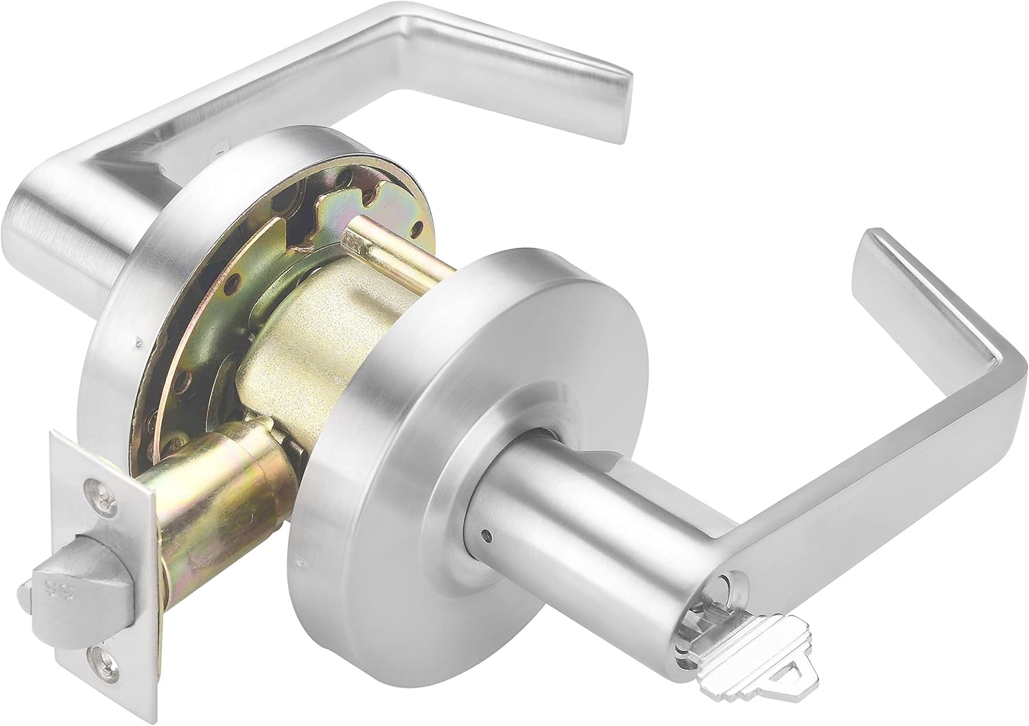 CLG HARDWARE Heavy Duty Designer Commercial Lever Door Lock (Storeroom Function, Satin Chrome, 26D) Non-Handed, Grade 2 Industrial Door Handle - UL 3 Hour Fire Rated & ADA Compliant