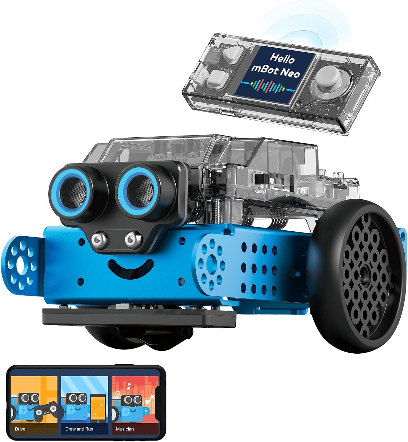 Makeblock mBot Neo STEM Projects for Kids Ages 8-12, [Upgraded for Home] Building Toys, App Remote Control Car, Scratch and Python Programming, WiFi, IoT, AI Technology Support