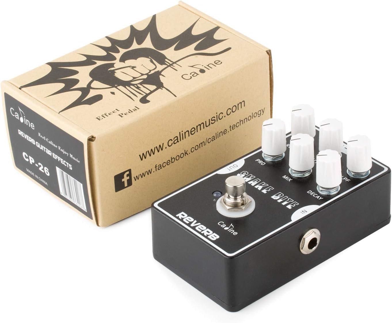 Caline Digital Reverb Pedal Guitar Effects Pedal with True Bypass Aluminum Alloy Housing Snake Bite CP-26 Hall Reverb Pack of 2