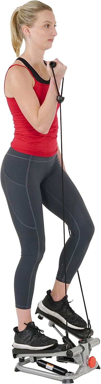 Sunny Health & Fitness Mini Stepper Stair Stepper Exercise Equipment with Resistance Bands Pack of 2