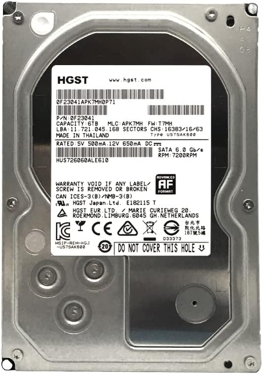 HGST Ultrastar 7K6000 HUS726060ALE610 (0F23001) 6TB 7200 RPM SATA 6Gb/s 128MB Cache 3.5-Inch Enterprise Hard Drive (Renewed) Pack of 2