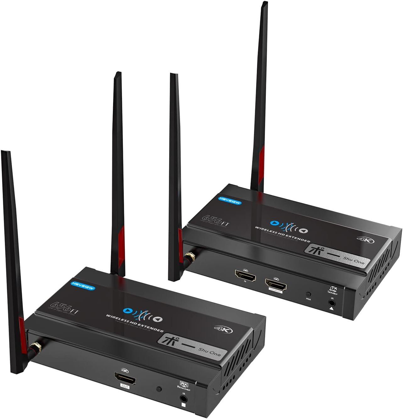 ShuOne 4K Wireless HDMI Transmitter and Receiver,656FT 5G Stable Signal Wireless HDMI Extender,Support 4K@30Hz Resolution Transmission,IR Remote Control for Projector Church Office TV Laptop DVR