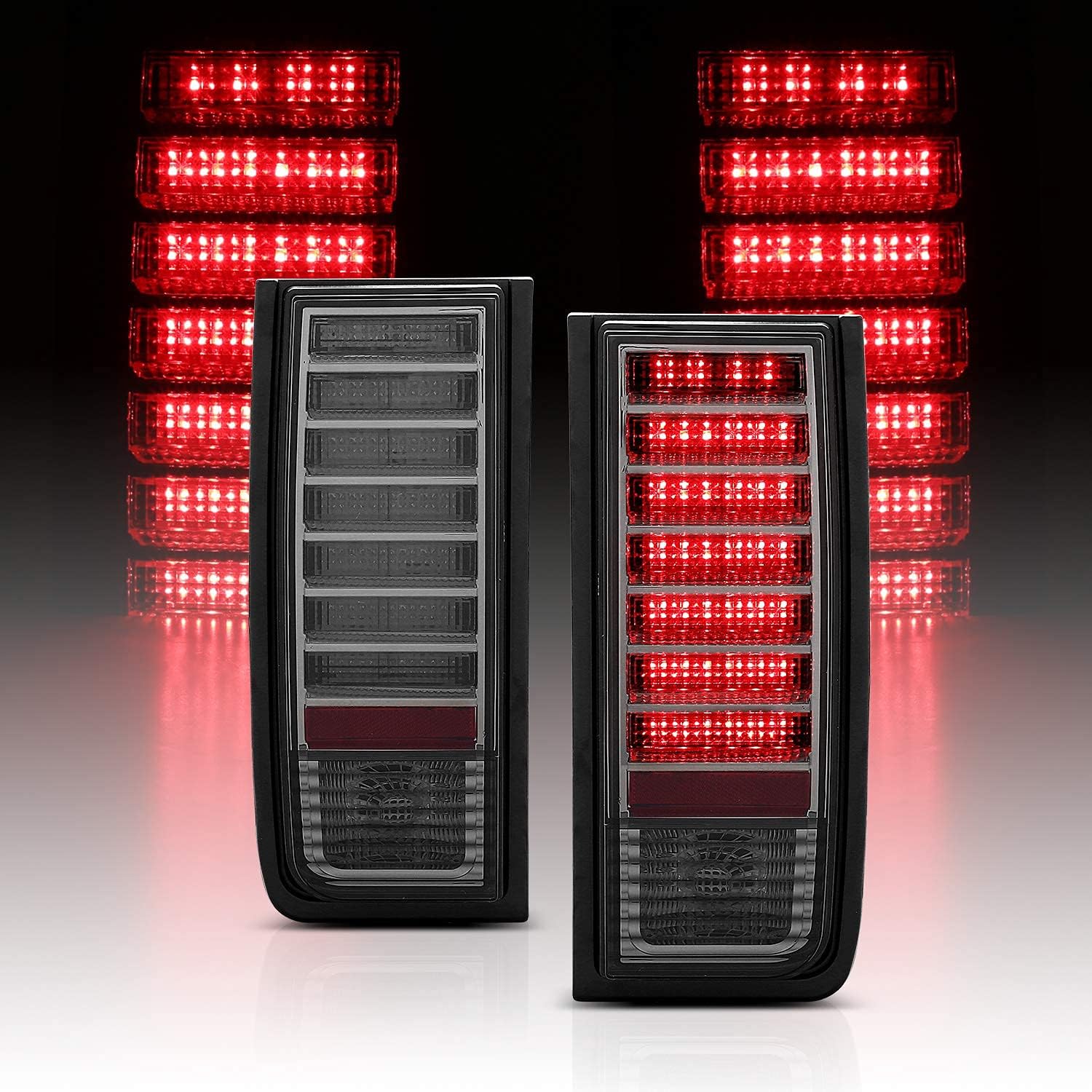 AmeriLite Smoke Replacement LED Tail Lights for Hummer H2 - Passenger and Driver Side