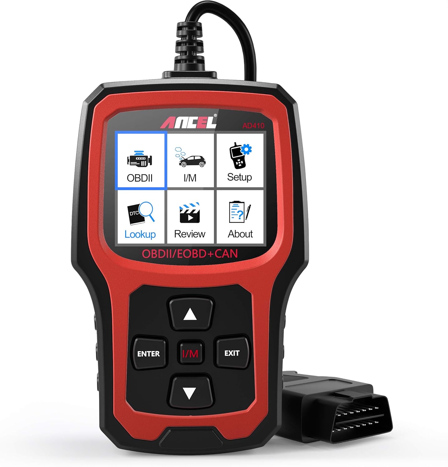 ANCEL AD410 OBD II Vehicle Check Engine Light Scan Tool Automotive Code Reader Auto OBD2 Scanner with I/M Readiness (Black-Red) Pack of 2