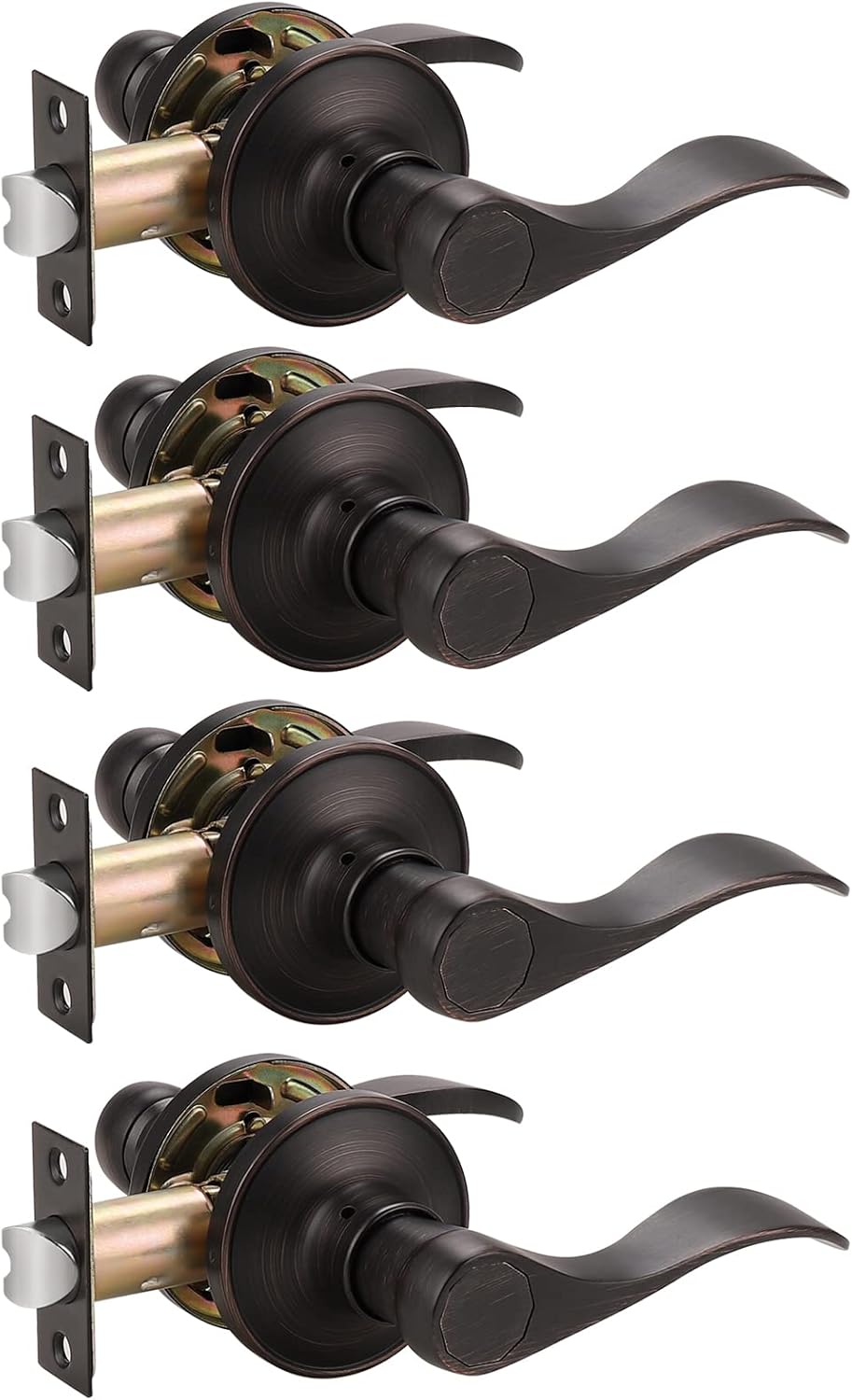 Probrico Wave Style Passage Door Levers Hall Closet Handles Keyless Interior Door Leversets in Satin Nickel, 10Pack