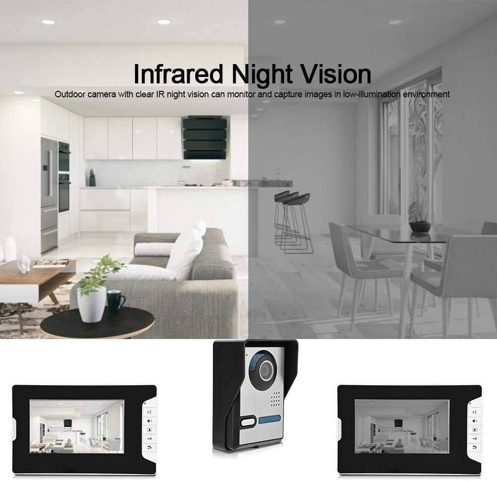 Video Doorbell Kit Doorbell Intercom Kits Smart Security Camera System Home Protection Devices with 7-Inch TFT LCD Screem Night Vision Function Super Rainproof(US Plug) Pack of 2