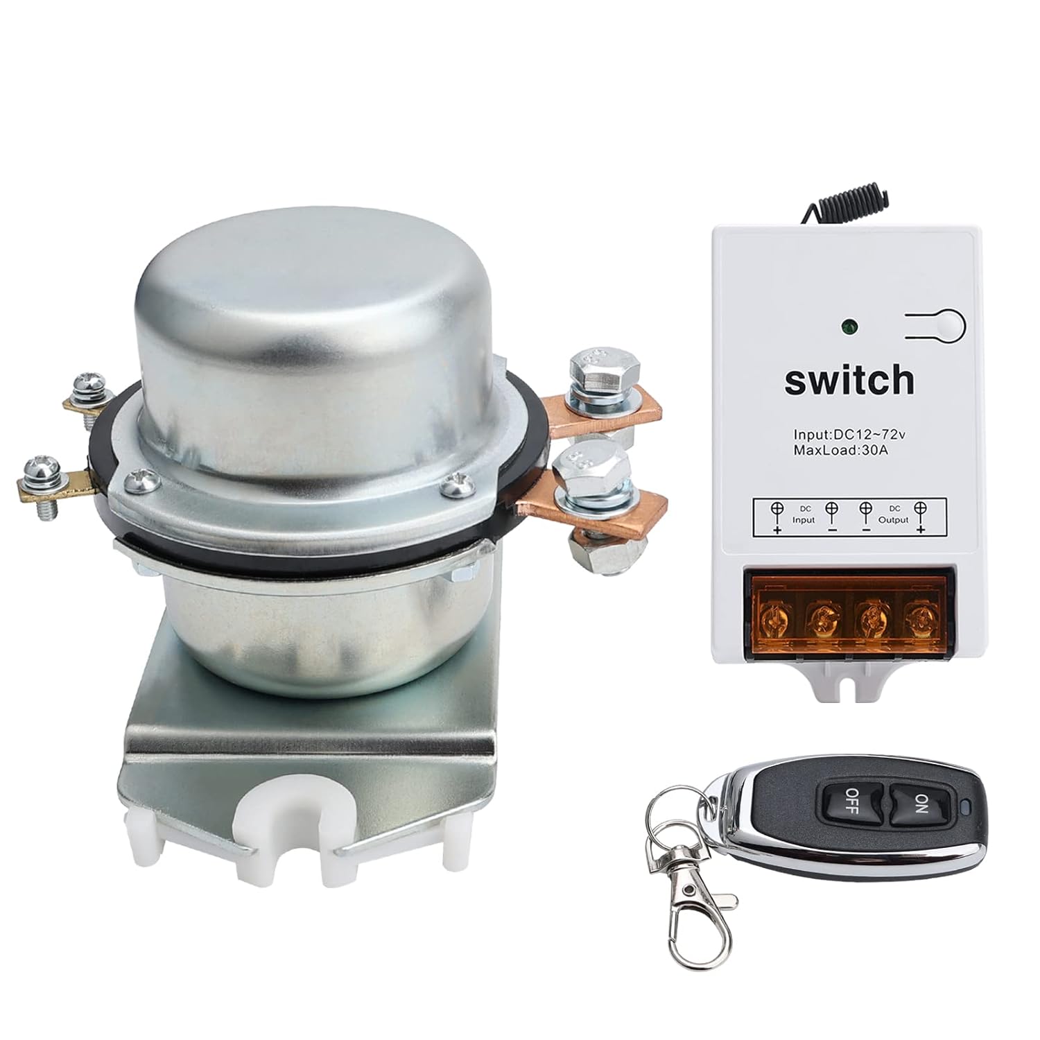 MaySpare Car Wireless Remote Control Battery Disconnect Switch + One Remote Control Switch,12V Electromagnetic Solenoid Valve 180Amp Disconnect Latching Relay Anti-Theft for Van RV Small Truck Pack of 2