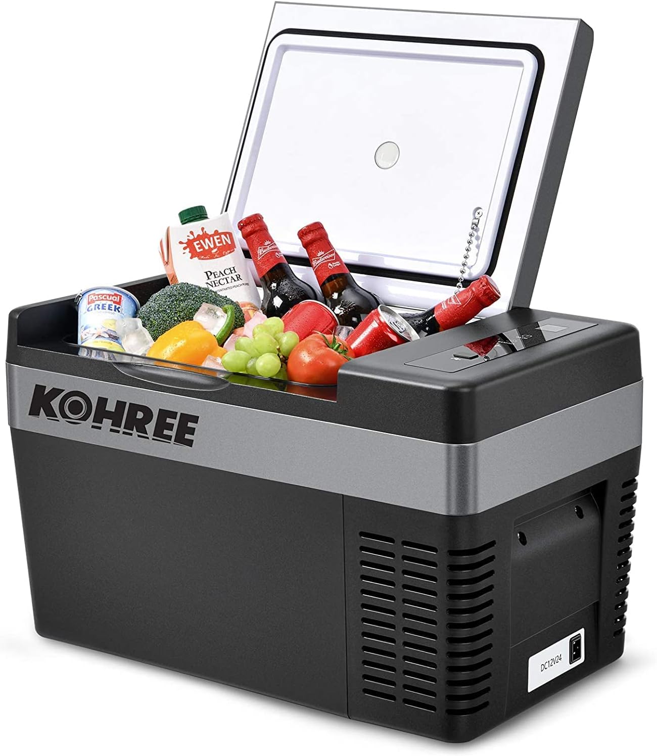 Kohree Portable Refrigerator 12 Volt Refrigerator Fast Cooling Small Freezer (-7.6-50℉), 26 Quart (25L) Electric Coolers for Vehicles, Truck, RV, Boat, Camping and Travel-12/24V DC and 110V/240V AC