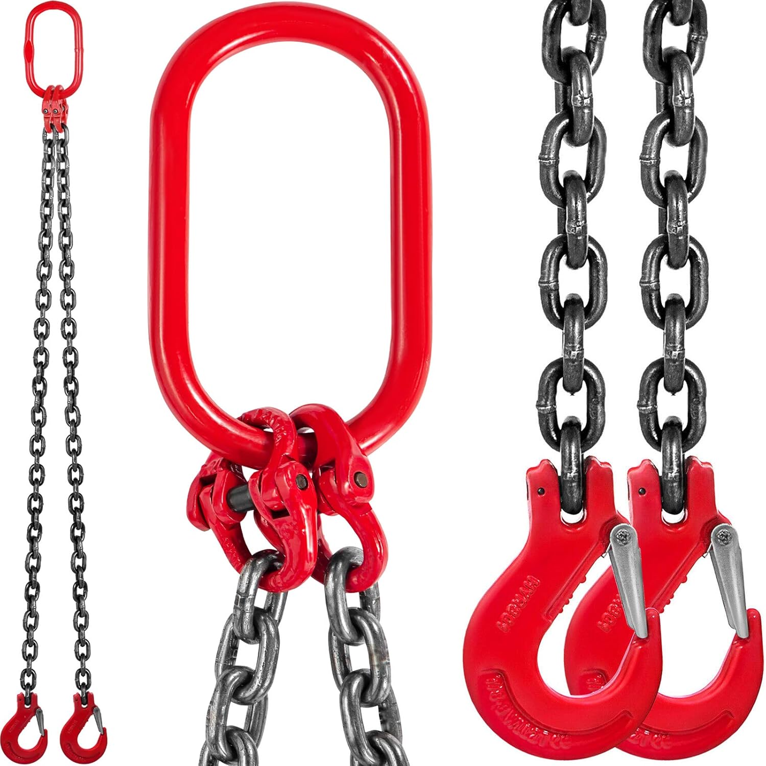 Mophorn 6FT Chain Sling 5/16 in x 6 ft Double Leg with Grab Hooks Sling Chain 3T Capacity Double Leg Chain Sling Grade80 (0.31In x 6Ft Double Leg Sling) Pack of 2
