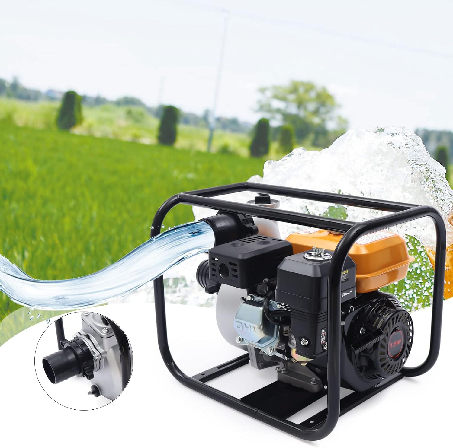 DNYSYSJ Gasoline Water Pump, 7.5 HP 210CC 3