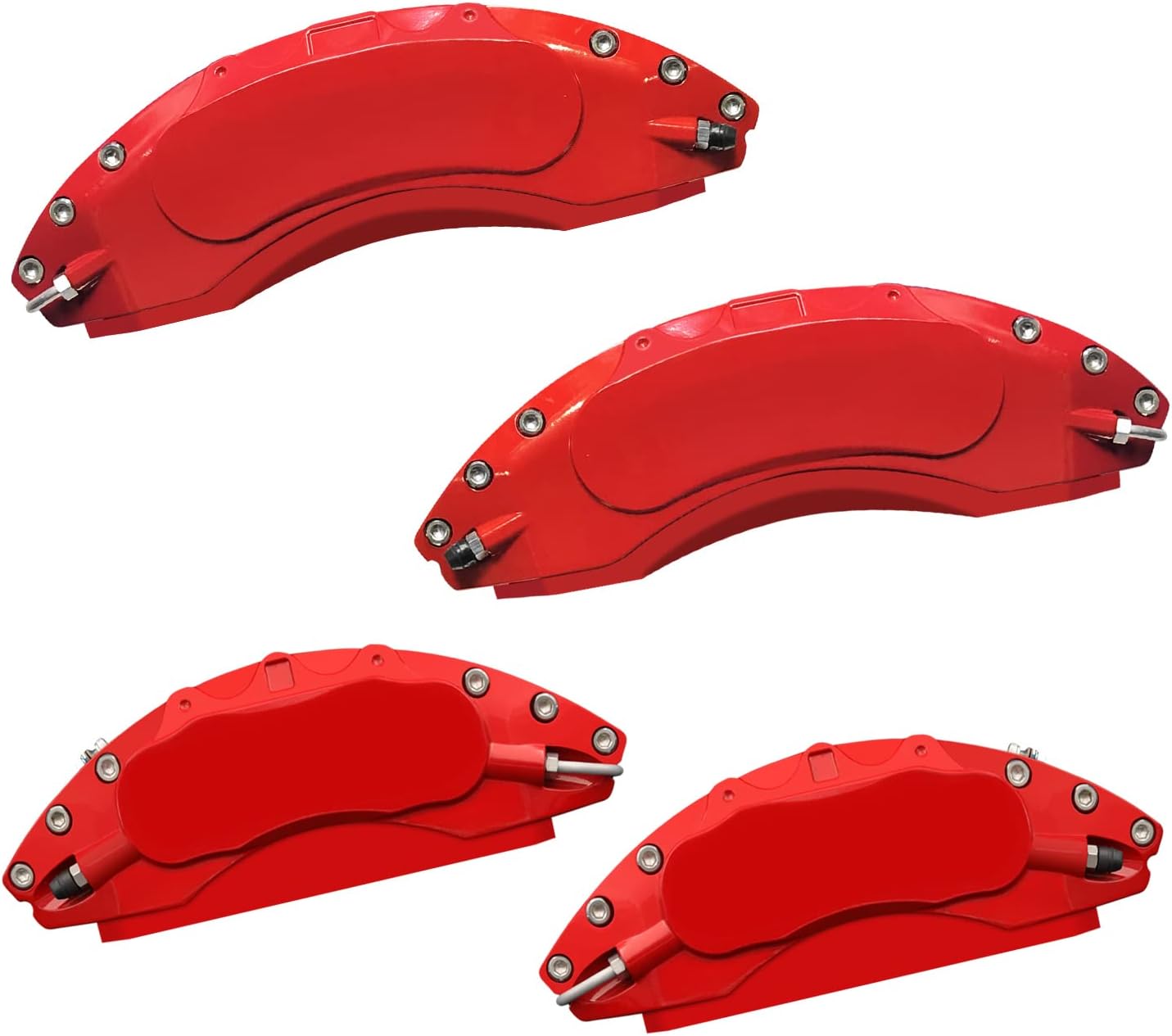 AOOA Brake Disc Red with White Character Caliper Cover Powder Coating Fits Chevrolet Silverado 2007-2018(set of 4)