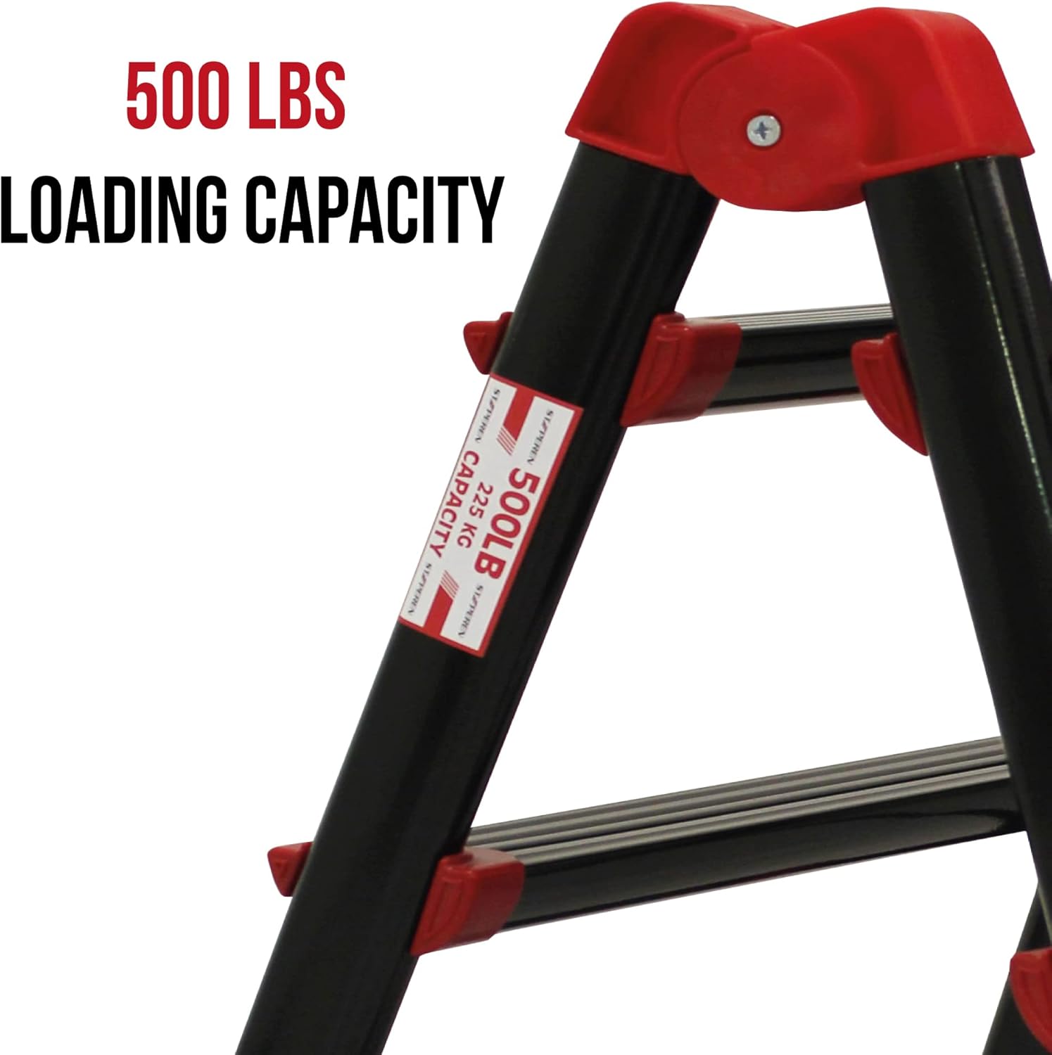 STEPEREN 2+2 Step Ladders, Full Metal, Special Robot Welding, Non-Slip Plastic Foot, Special D Profile Non-Slip Metal Step, Loading Capacity 500 LBS (2+2) Pack of 2