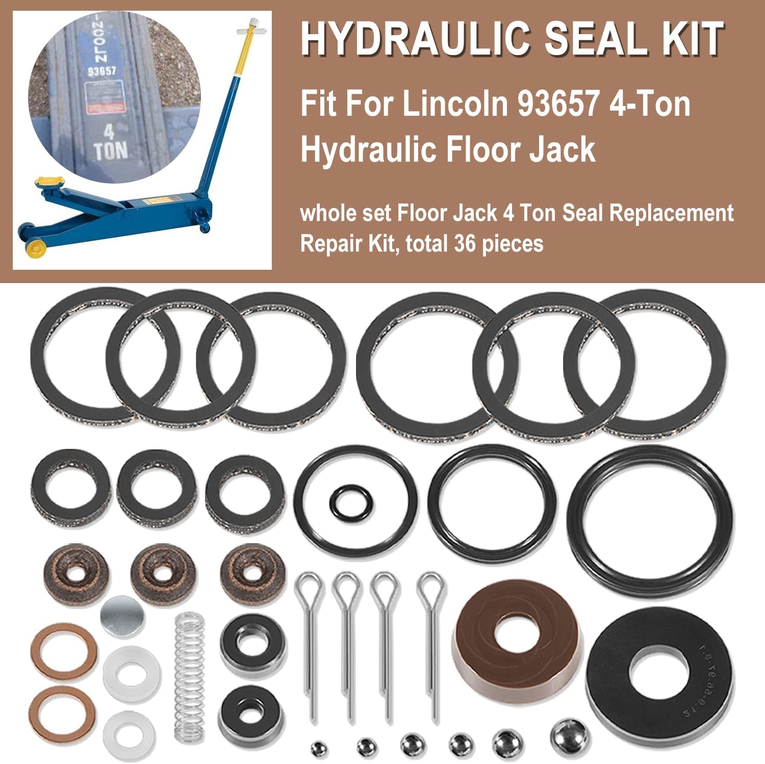 Floor Jack 4 Ton Seal Replacement Repair Kit Compatible with Lincoln Walker 93657 4-Ton Hydraulic Floor Jack Pack of 2