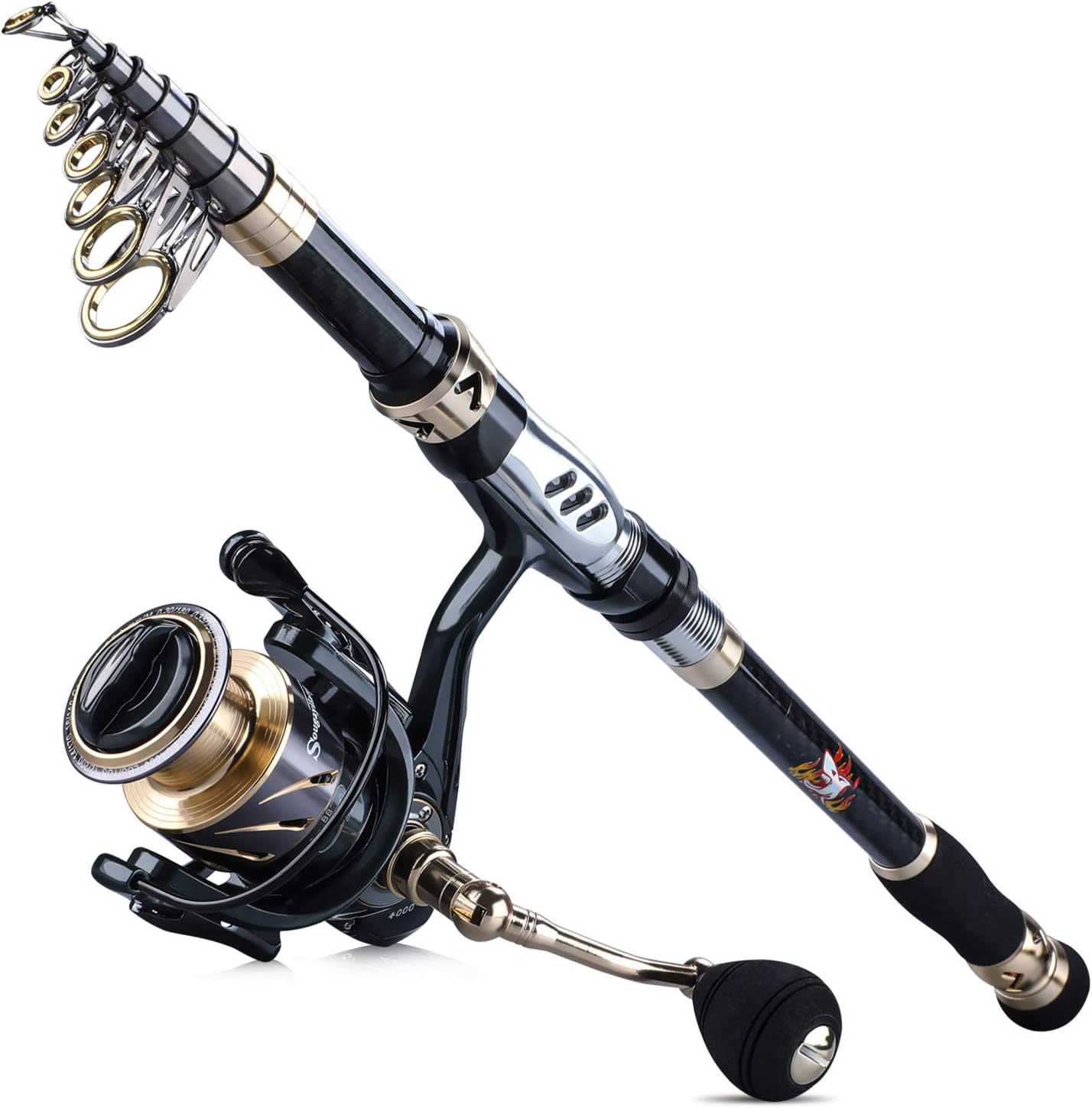 Sougayilang Fishing Rod and Reel Combos,Portable Telescopic Fishing Rod with Spinning Fishing Reel Set for Travel, Freshwater/Saltwater Fishing Pack of 2