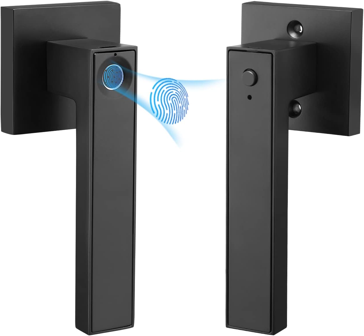 Smart Fingerprint Door Lock,Keyless Entry Door Lock,Square Keyhole,Mute Door Lock,USB Emergency Charging Port,Safety Handle，Easy to Install for Apartments, Offices and Bedrooms by Termusail(Black) Pack of 2