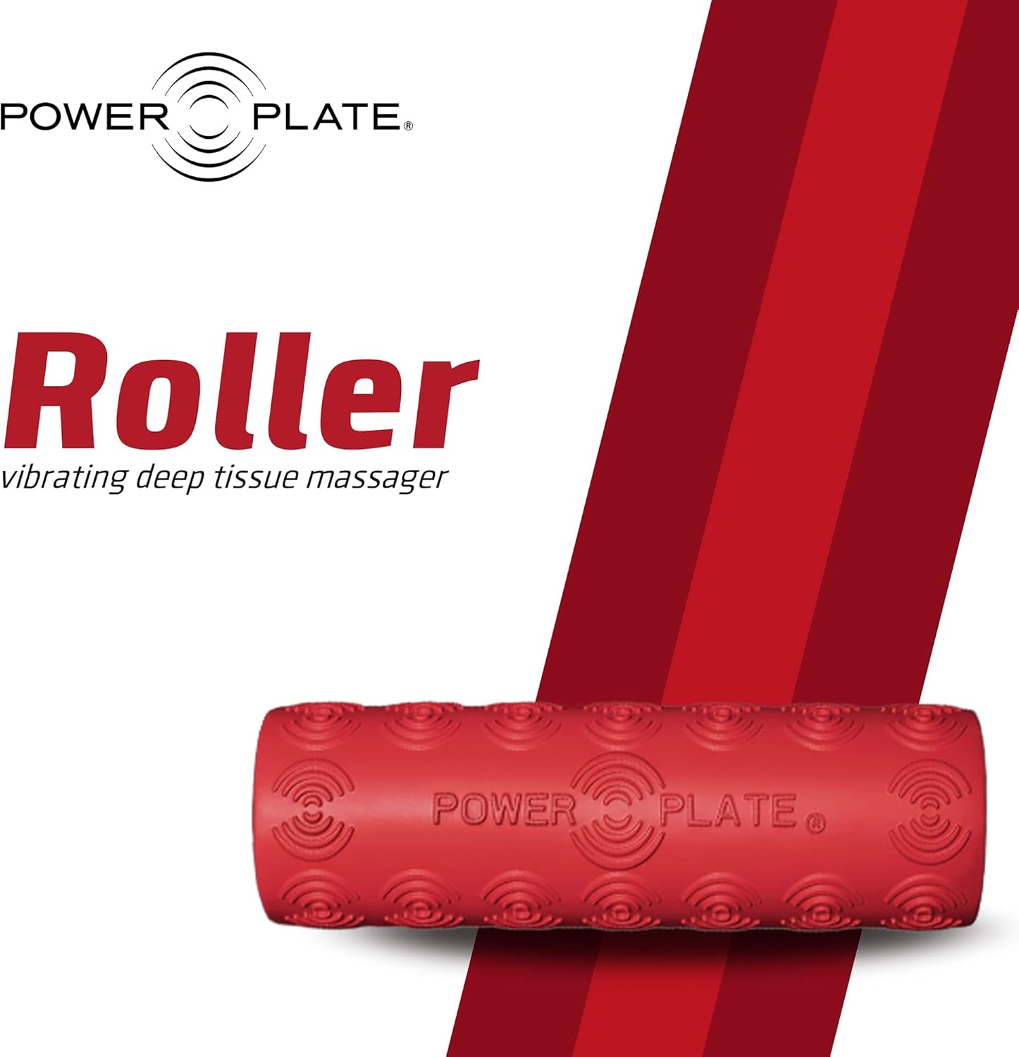 Power Plate Roller, Textured Vibrating Massage Roller, USB Rechargeable, 4 Hour Battery Life, Red