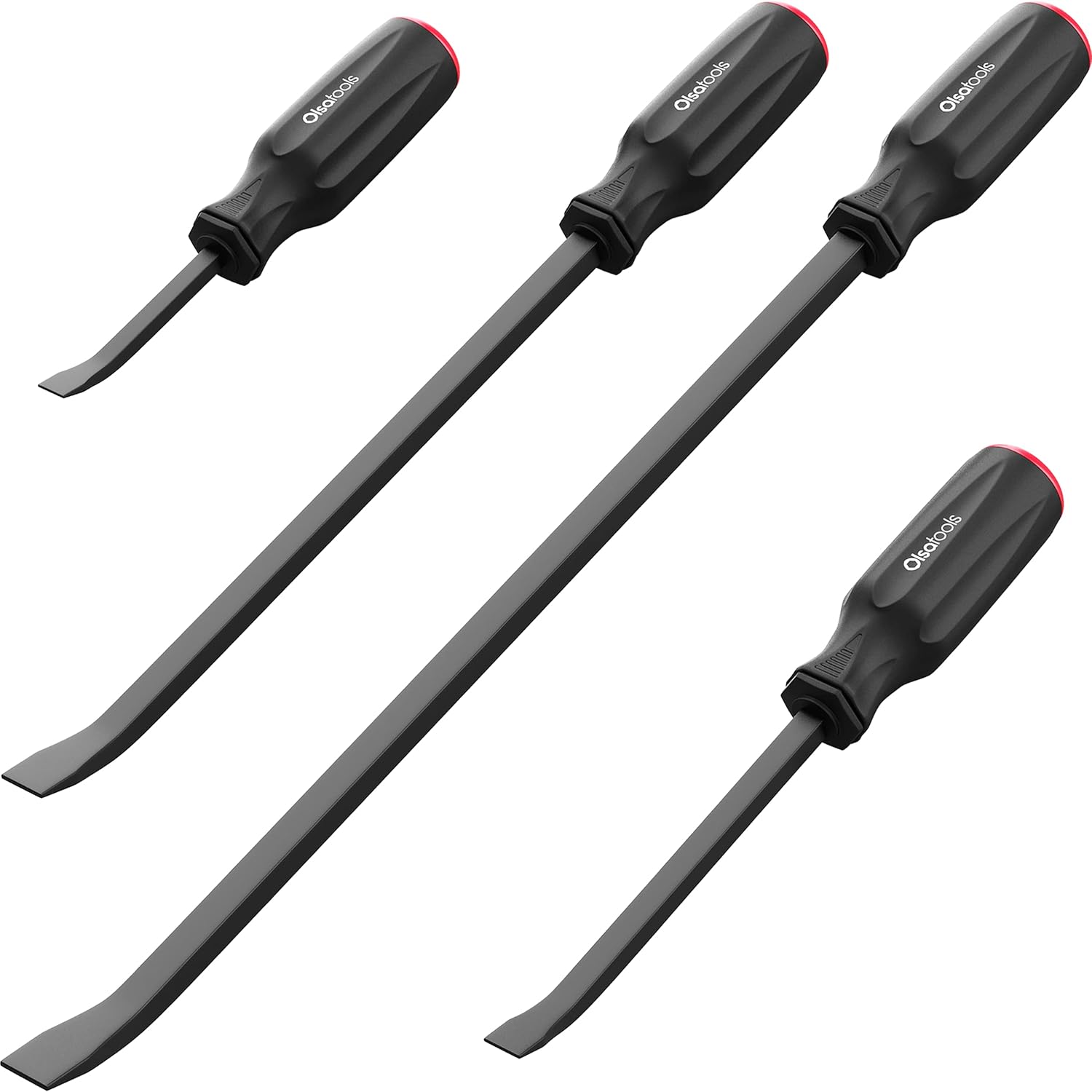 Olsa Tools Impact Pry Bar Set (4pc) | Ergonomic Handles | Heavy Duty 8, 12, 18 and 24 Inch | Striking Pry Bar | Professional Grade Quality for Mechanics | Automotive Pry Bar | Long Prybars Set Pack of 2