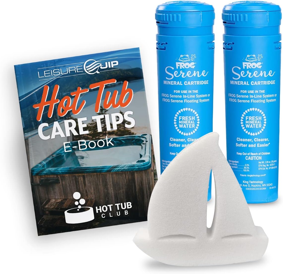 Spa Frog Serene Replacement Blue Spa Mineral Cartridge 2 Pack with Scum Absorber and Hot Tub Care E-Book (2 Pack) Pack of 2