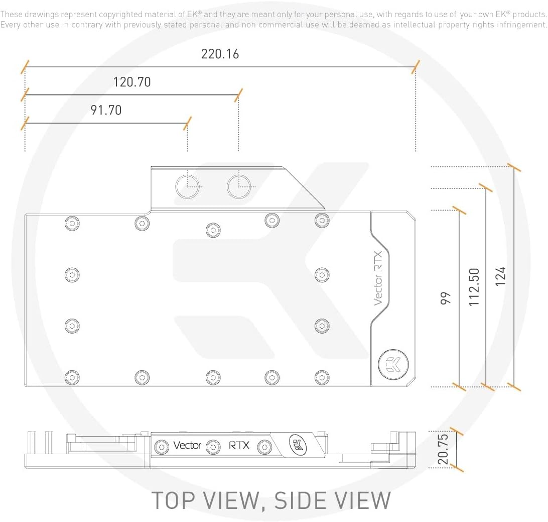 EKWB EK-Quantum Vector RE RTX 3080/3090 GPU Water Block, Revision 2, Copper/Plexi