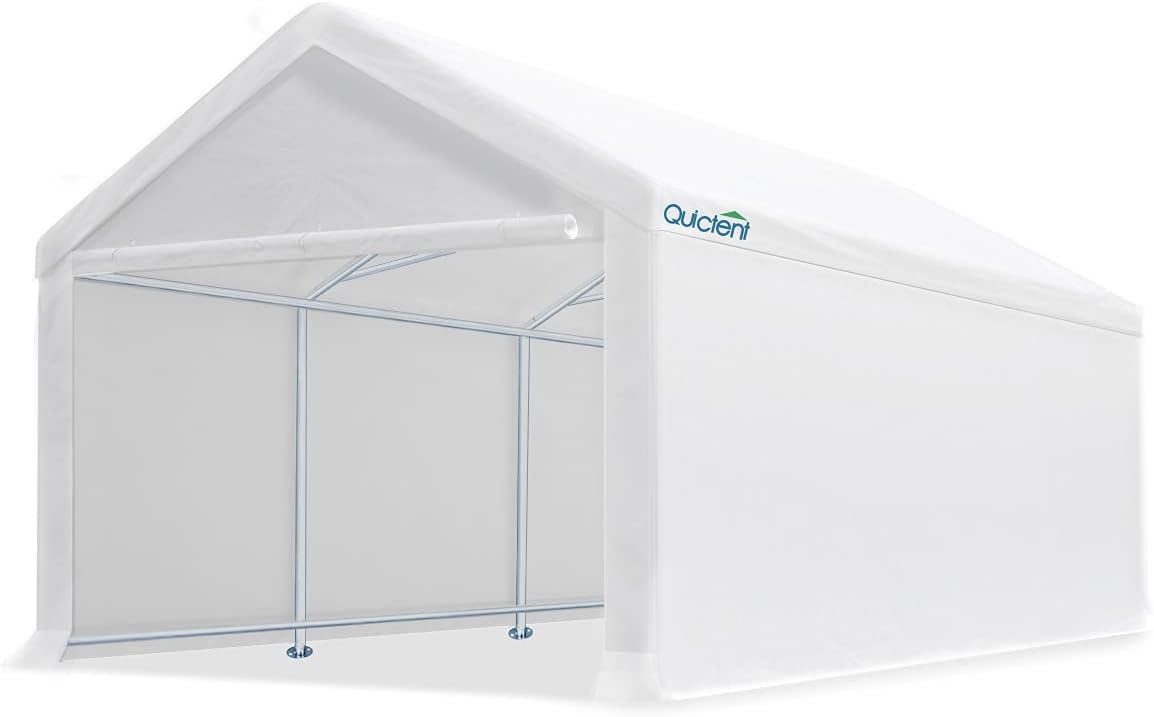 Quictent 10’x20’ Carport Heavy Duty Car Canopy Galvanized Car Shelter with Reinforced Steel Cables and Ground Bars