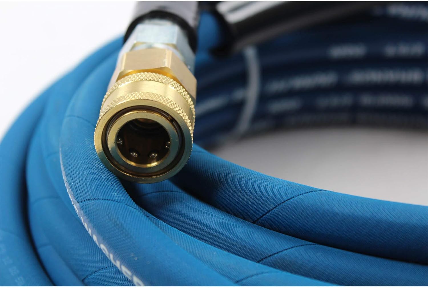 Interchange Brands 3/8” x 50ft 4000 PSI High Pressure Washer Hose Blue Non-Marking, Steel Braid, Quick Couplers, 275 Max Temp, Assembled in USA Pack of 2