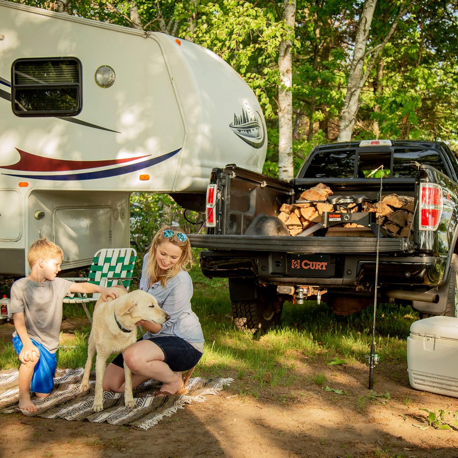 CURT 16104 Industry-Standard 5th Wheel Hitch Rails, Gloss Black, 25,000 Pounds