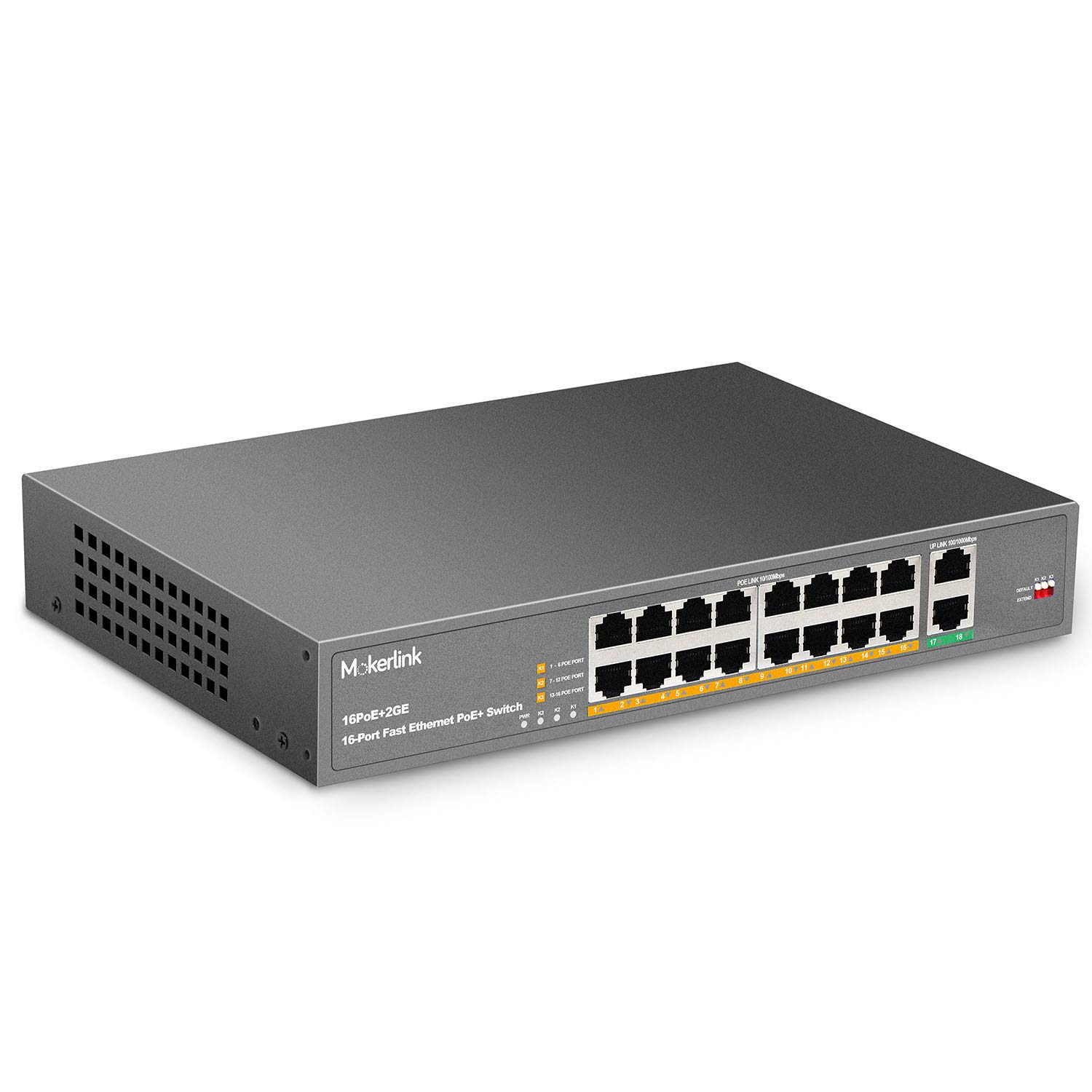 MokerLink 24 Port PoE Switch with 2 Gigabit Uplink Ethernet Port, 400W High Power, Support IEEE802.3af/at, Rackmount Unmanaged Plug and Play PoE+