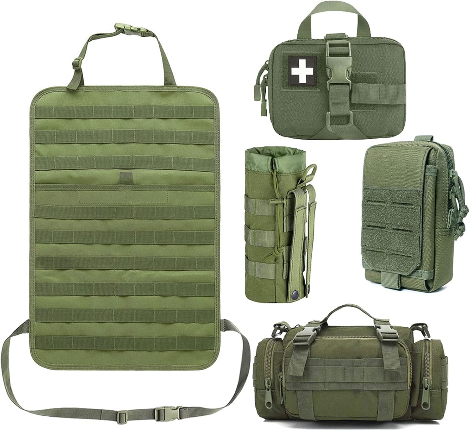 Molle Seat Back Organizer, Tactical Seat Covers, Molle Tactical Vehicle Organizers Panel Car Seat Covers Protector Black Pack of 2