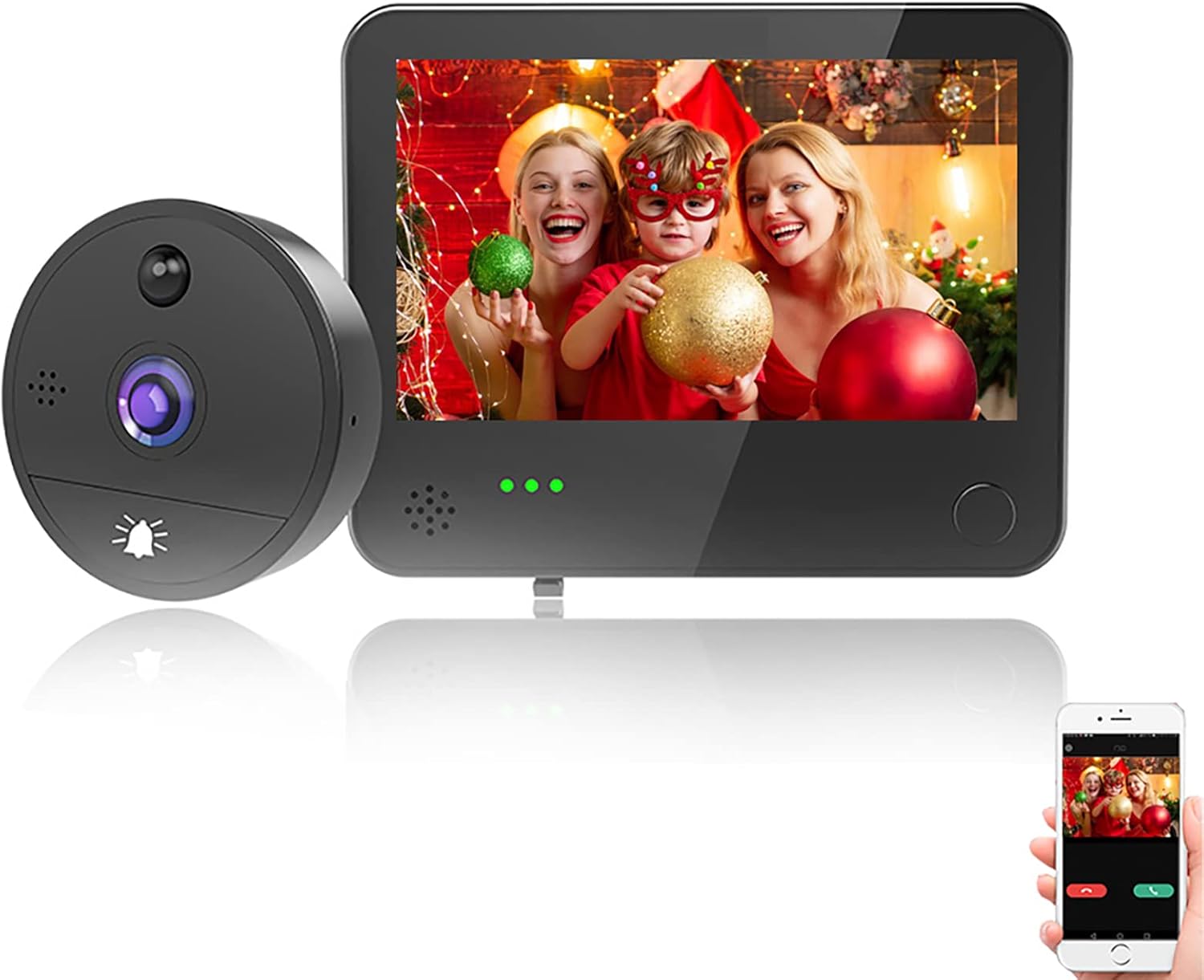 VIDEW 1080P WiFi Video Doorbell Peephole Camera Home Door Viewer 4.3 Inch Wide Angle Motion Detection Tuya Smart APP Remote Control for Apartment (S82 Kit)