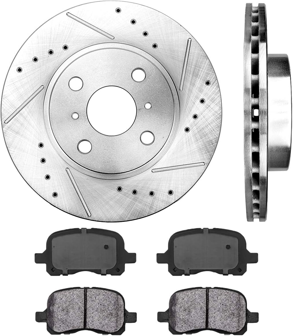 Callahan CDS02021 FRONT 255 mm Premium D/S 4 Lug [2] Brake Disc Rotors + [4] Metallic Brake Pads