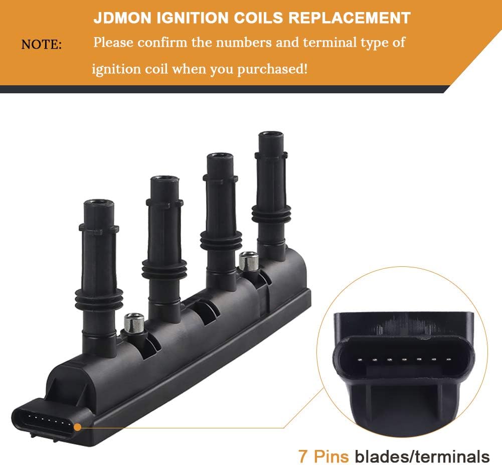 JDMON Compatible with Ignition Coils Pack Chevy Sonic Buick Trax Cruze Volt Encore 2013-2018 Cadillac ELR 2014-2016 1.4L L4 Replace for UF669 55577898 55579072 D521C Pack of 2