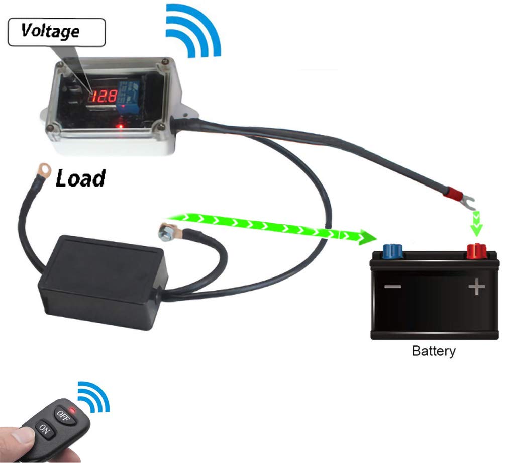DC12V Remote Battery Disconnect Switch, Auto On Off Kill Switch for Car,12v Remote Control, Battery Disconnect Switch, Remote Battery Terminal,Remote Control Relay,car Battery Switch Pack of 2
