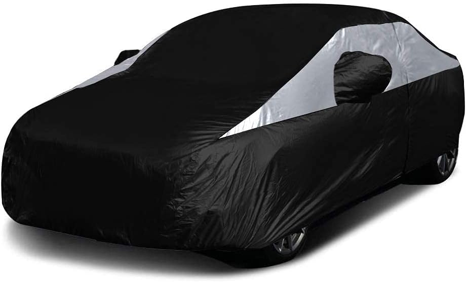 Titan Jet Black Poly 210T Car Cover for Compact Sedans 176-185