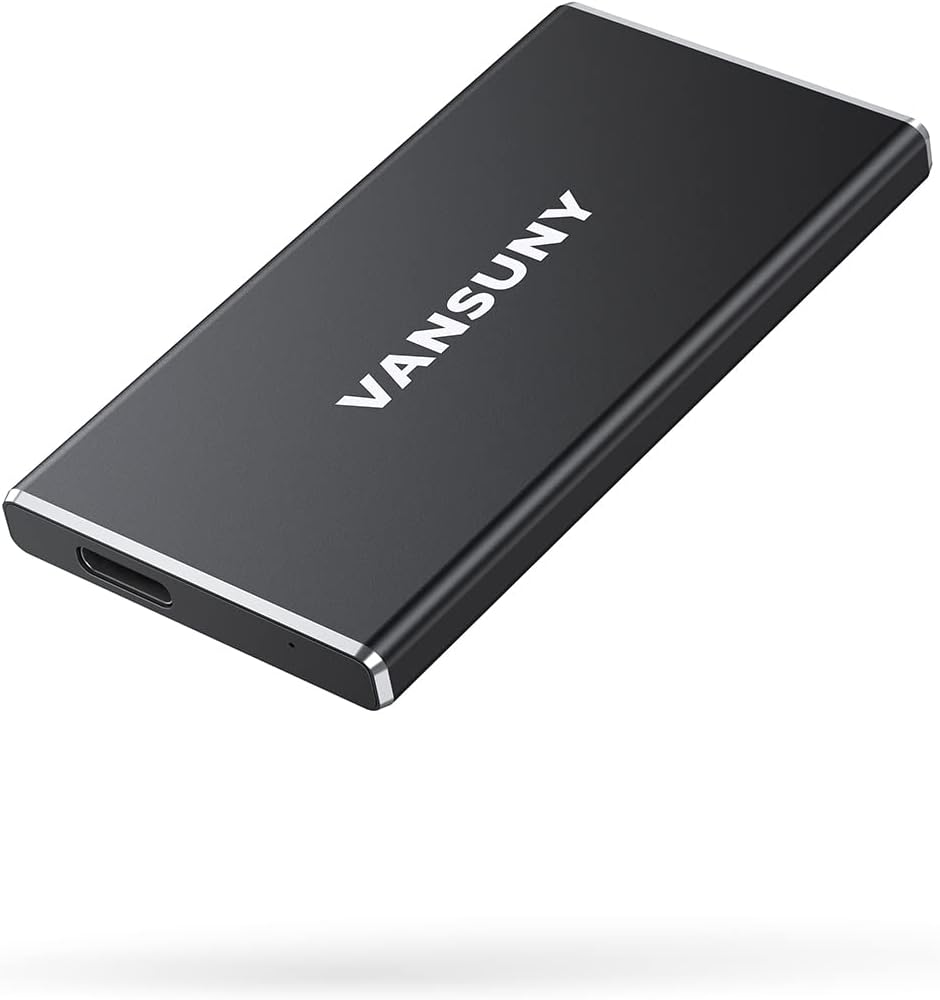 VANSUNY 1TB Portable External SSD, USB 3.1 540MB/s High-Speed Data Transfer, Metal Type-C Mini Portable External Solid State Drive for PC, Laptop, Phones and More (1TB, Black)