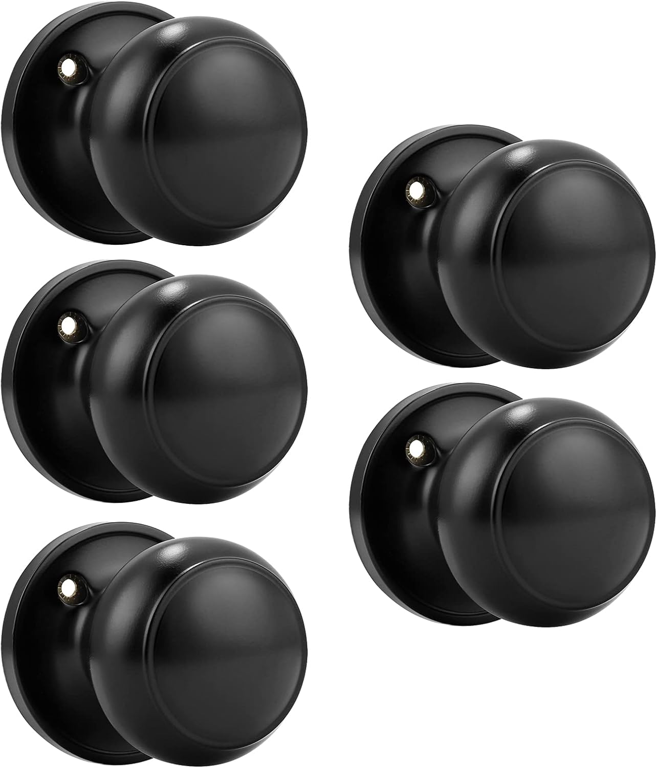 Probrico (3 Pack) Round Passage Door Knob(Non-Locking Knobs), Keyless Doorknobs Interior/Exterior Door Lockset,Passage Knobs for Hallway/Closet,Black Finish Modern Design Door Hardware Pack of 2