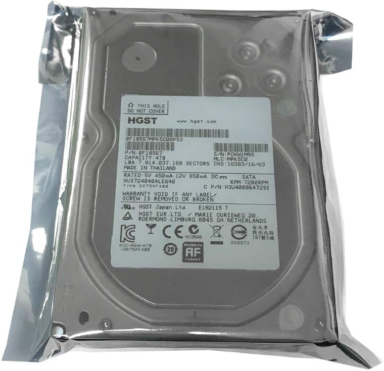 HGST Ultrastar 7K4000 (0F18567) 7200RPM SATA 6.0Gb/s 4TB 64MB Cache 3.5inch Internal Hard Drive - 3 Year Warranty (Renewed) Pack of 2
