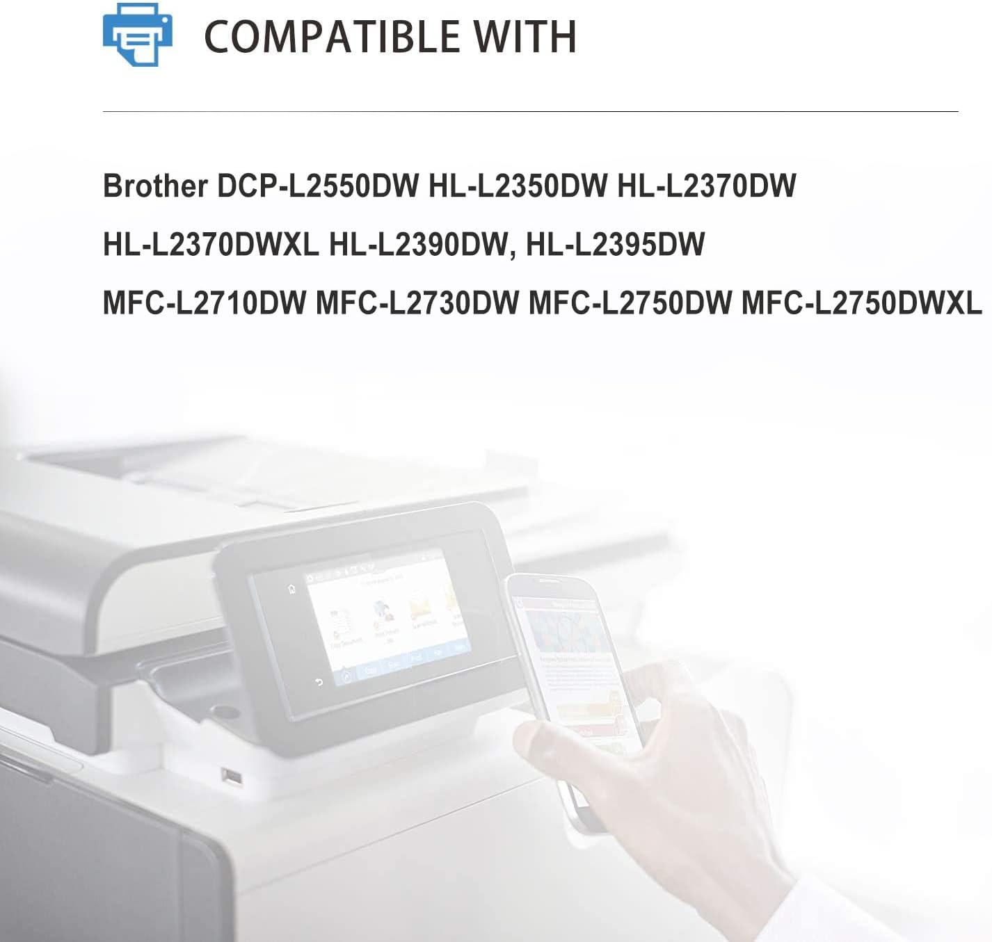 TEINO Compatible Toner Cartridge Replacement for Brother TN760 TN 760 TN730 to use with Brother DCP-L2550DW MFC-L2710DW MFC-L2750DW HL-L2370DW HL-L2395DW HL-L2350DW (Black, 4 Pack) Pack of 2