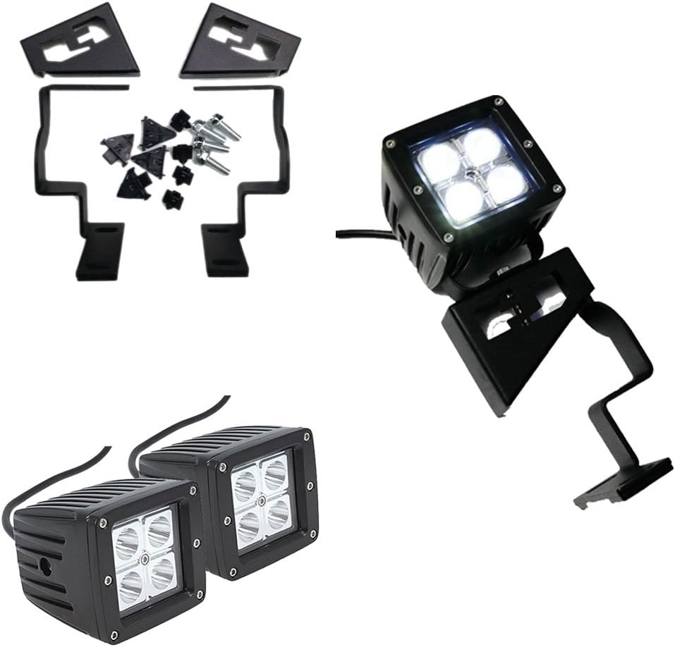 12W Cube Spot Beam LED Front Cowl Light Kit w/Windshield Pillar Steel Mounting Brackets for Toyota Fj Cruiser 2007-2016