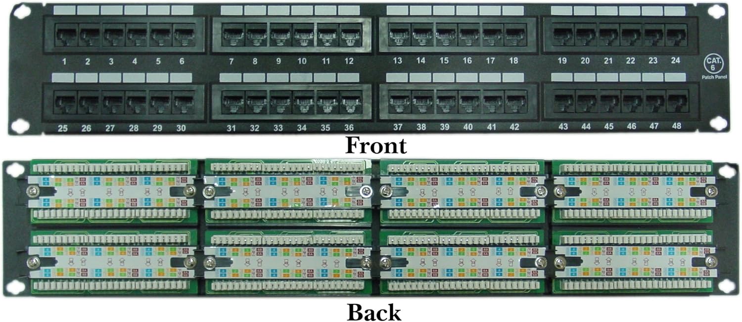 ACL 2 Unit Rackmount 48 Port Cat6 Patch Panel, Horizontal 110 Type 568A & 568B Compatible, 4 Pack