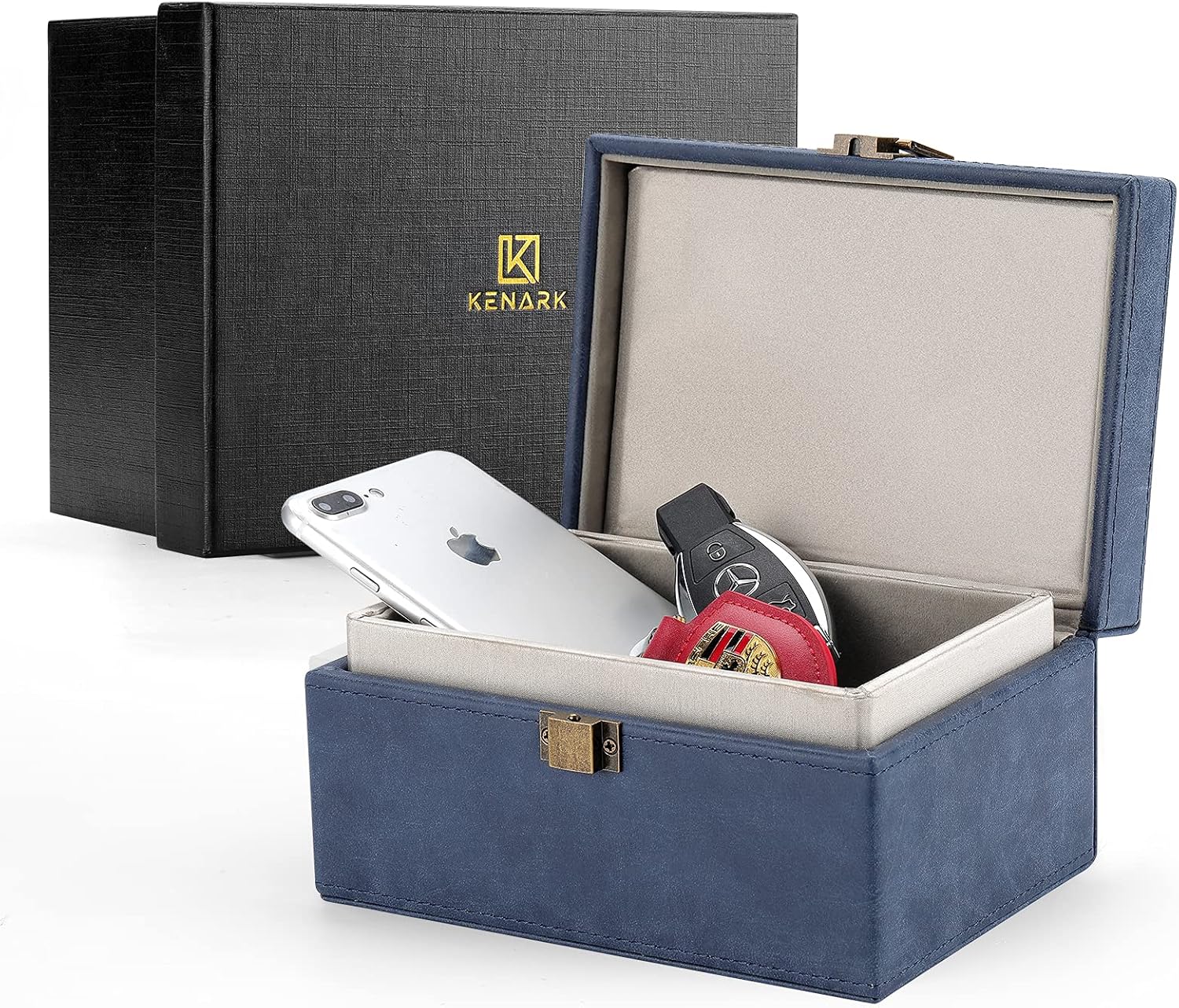 KENARK KK6 Plus-BK Faraday Box, Faraday Key Fob Protecting Box, Car Key Shielding Box, Car Key Signal Blocker, EMP Protection Box, Anti-Theft Car Key Box, RFID Blocking Box (Black) Pack of 2