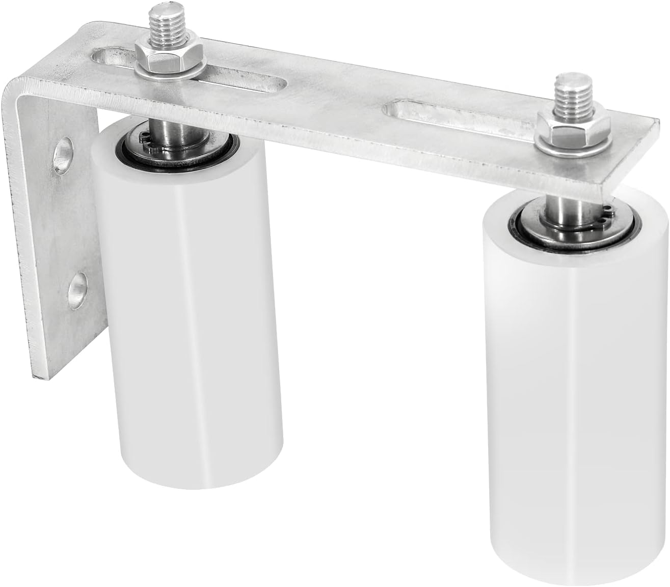 Wikbok Slide Gate Guide Roller Adjustable Rolling Gate Nylon Rollers Heavy Duty L Shaped Zinc Bracket Sliding Gate Hardware,3.9 inch Pack of 2