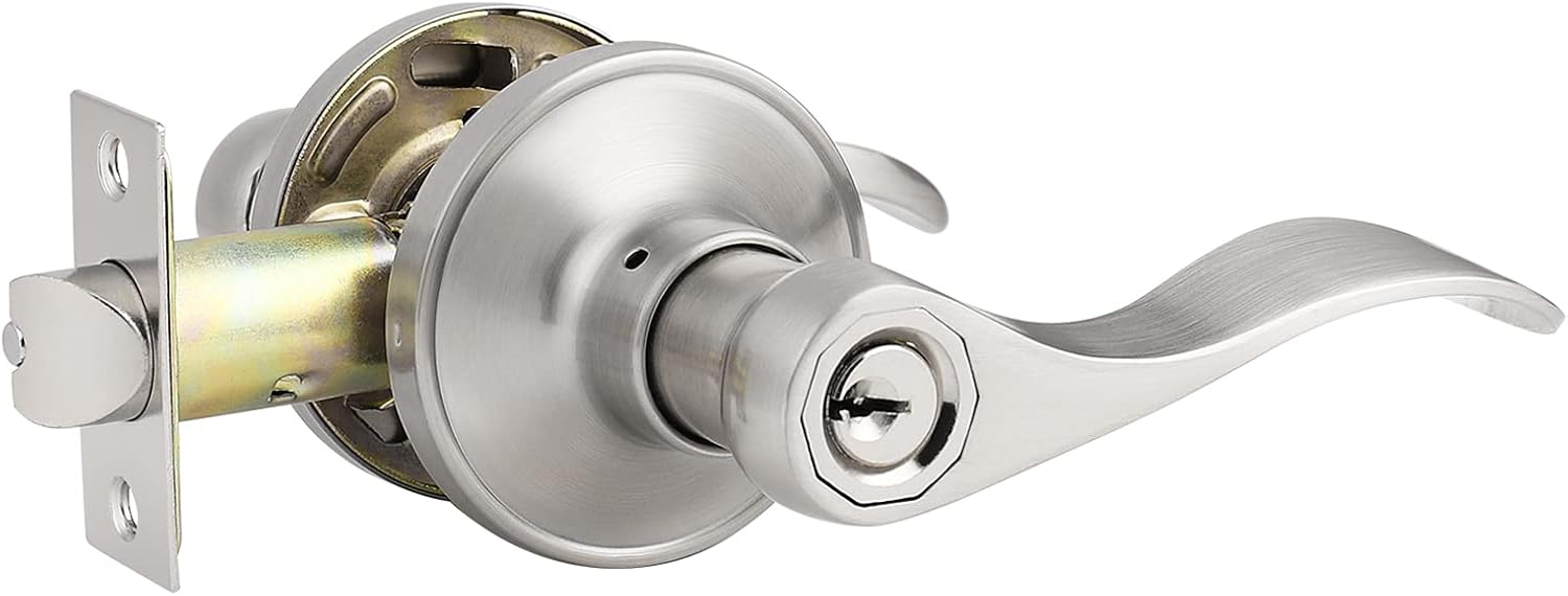 5 Pack Knobonly Passage Wave Style Handles Hall or Closet Door Levers Brushed Nickel Finish Stainless Steel Handleset Pack of 2