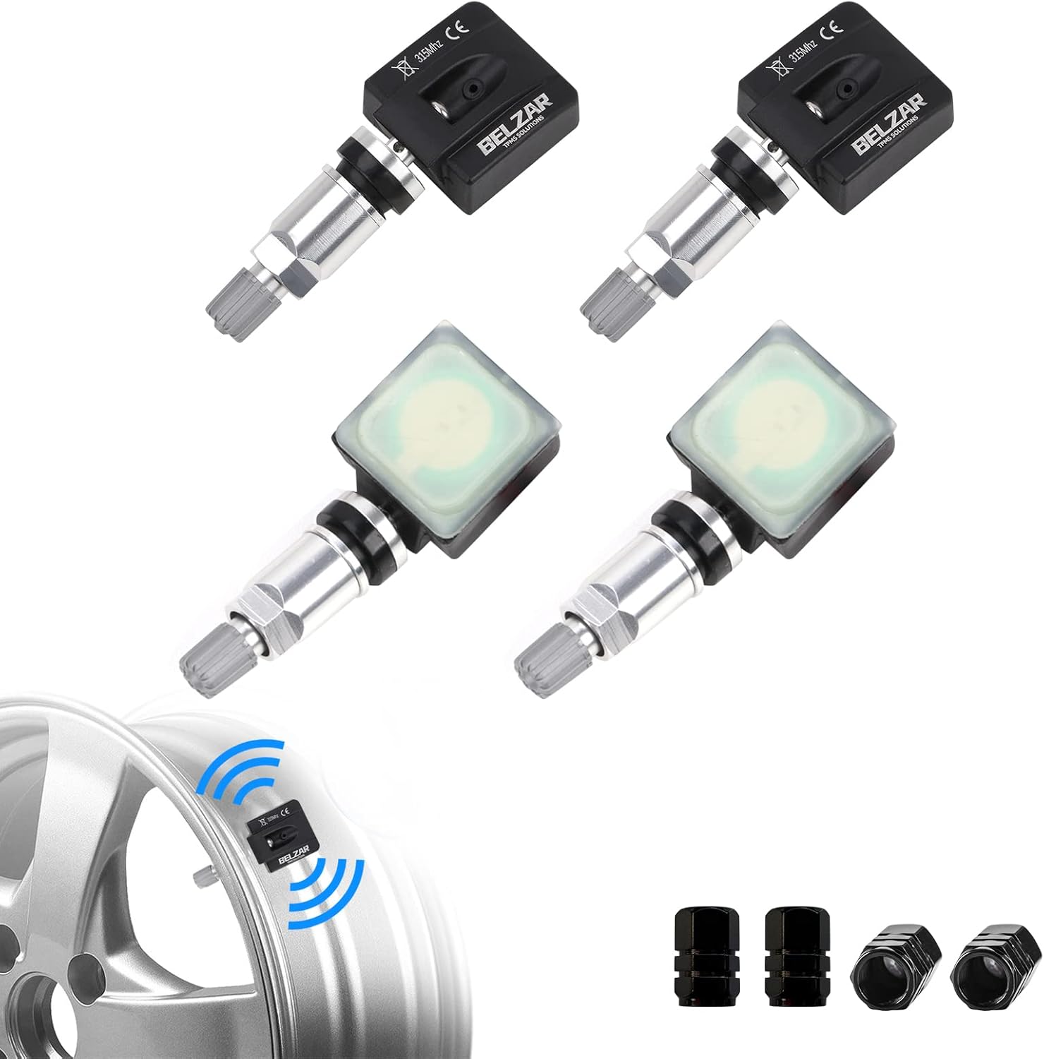 BELZAR Tire Pressure Sensors TPMS Preprogrammed 315MHz Sensor 40700-CD001 40700-1AA0B Replacement for Infiniti Nissan (4 Pack) Pack of 2